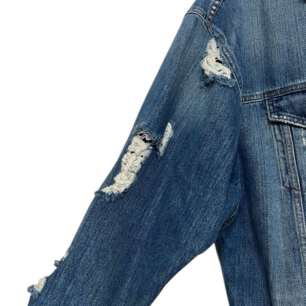 Guess Jean Jacket Woman’s XS/S Oversized Denim Distressed Paul Marciano READ - Picture 6 of 11